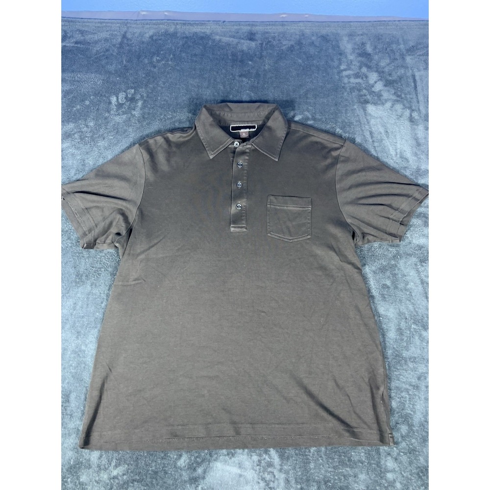 Michael Kors Button Collared Brown Polo Shirt Short Sleeve MK Logo Shirt Mens XL